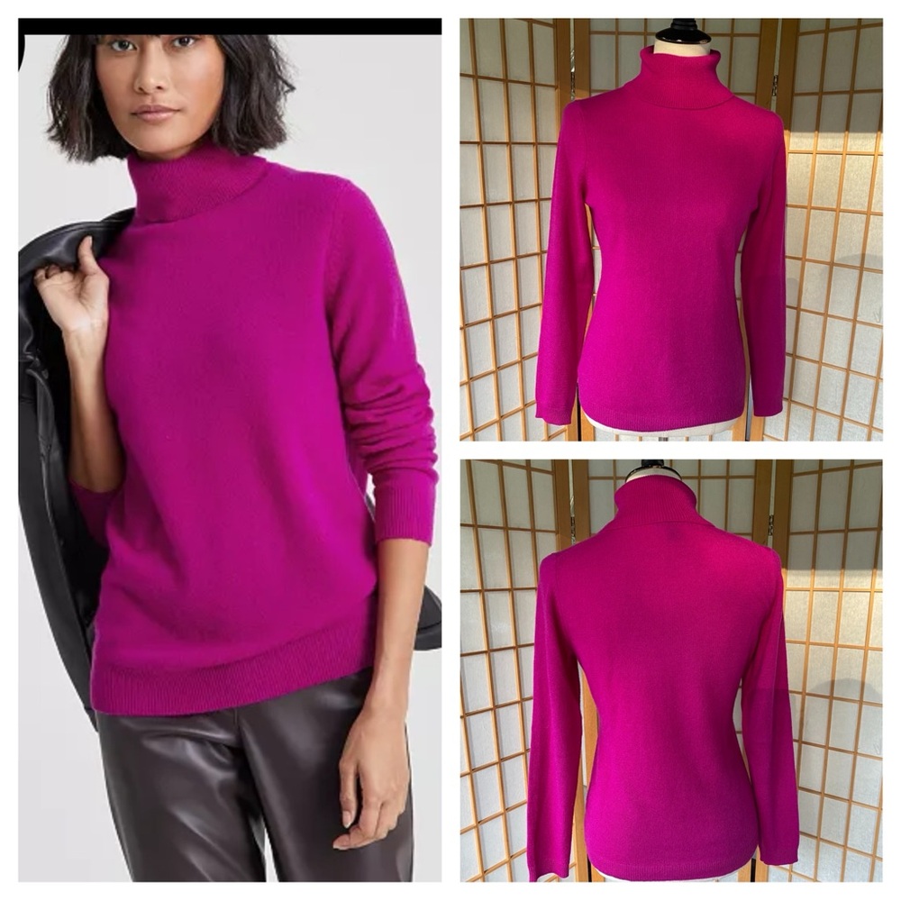 Charter Club Luxury Cashmere Fuchsia Turtleneck Sweater SZ S